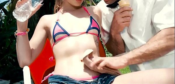  Summer is too hot so she deepthroats the ice cream man